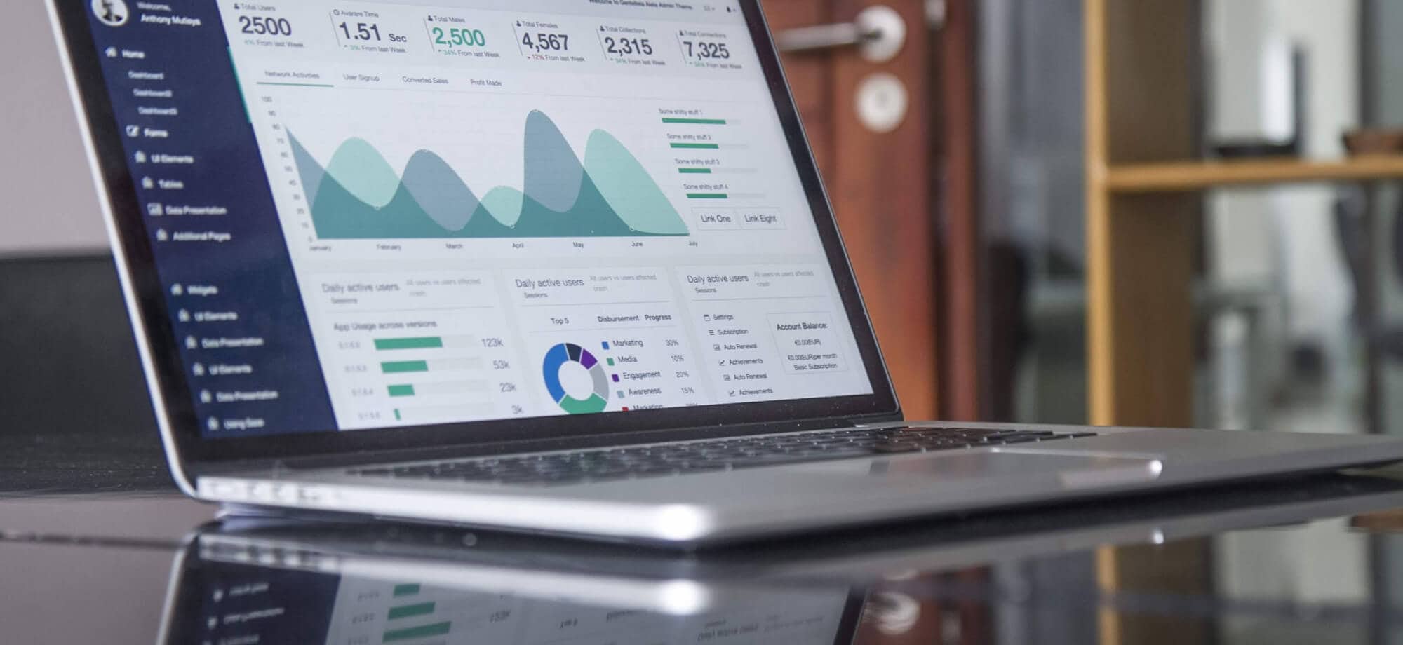 Finance chart on a laptop screen