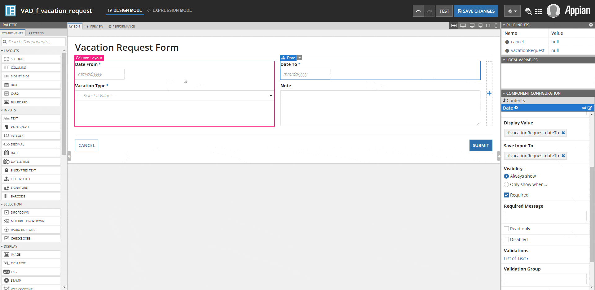 Dropdown and paragraph configuration