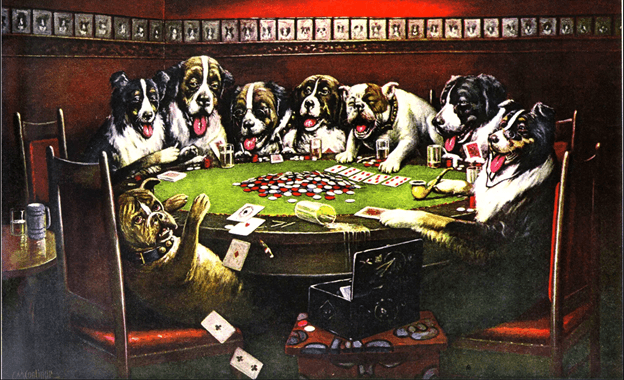 Dogs playing poker